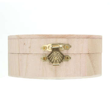 Round Wooden Box Organizer Storage Craft Case for Handicraft Jewelry Gadgets