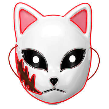 LED Luminous Mask Halloween Flash Mask Japanese Animation Dance Props EL Luminous Cat Face Mask