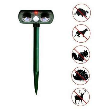 Ultrasonic Solar Power Animal Repeller IPX4 Waterproof PIR Ultrasound Sensor Fox Cat Dog Repellent f