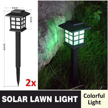 2 Pack Solar LED Lawn Lights Pathway Lights Set Outdoor Yard Garden Walkway ... (LIGHT COLOR: RGB)