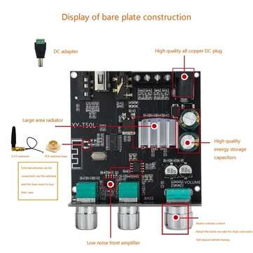 XY-T50L Bluetooth 5.0 Subwoofer Amplifier Board 2.0 Channel High Power 2X50W Bass AMP Audio Stereo A