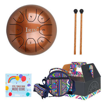 IRIN Steel Tongue Drum 5.5 Inch 8 Tune Steel Hand Pan Drum With Drumsticks Carryi... (COLOR: COFFEE)