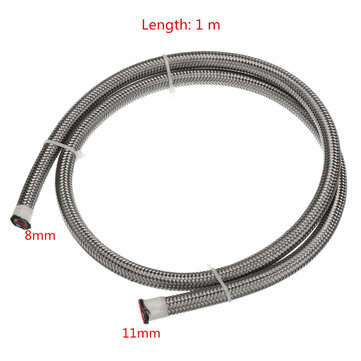 Teflon Stainless Braided Hose Tube Pipe Line Black for Petrol Oil Di Fuel Oil Line 1M