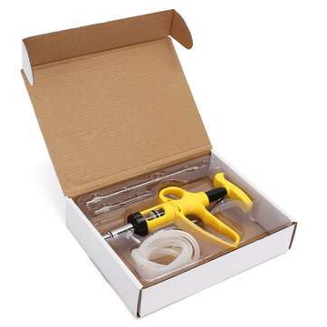5ml Continuous Injection Vaccinator Needle Gun Cattle Goats Sheep with 70cm Tube Syringe