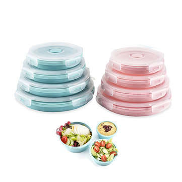 Collapsible Stackable Food Storage Containers With Lids- Foldable... (CAPACITY: 800ML | COLOR: PINK)