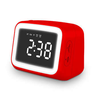 Digital Alarm Clock FM Radio Wireless bluetooth 5.0 LED Mirror With Speaker (COLOR.: BLACK)