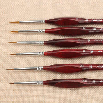 Extra Fine Detail Paint Brushes Set 6 Sizes Professional Sable Hair Miniature Art Nail Brushes