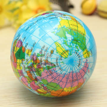 Earth Globe Planet World Map Foam Stress Relief Bouncy Press Ball Geography Toy