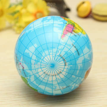 Earth Globe Planet World Map Foam Stress Relief Bouncy Press Ball Geography Toy