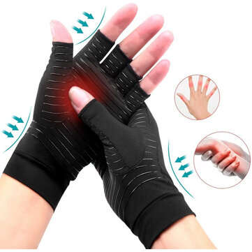 1 Pair Compression Gloves with Copper for Arthritis Rheumatoid,Relief Pain and Swelling... (SIZE: L)