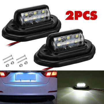 2PCS 10-30V 12V 24V 6 SMD LED License Plate Tag Lights Lamps For Boat Truck SUV T... (COLOR.: BLACK)