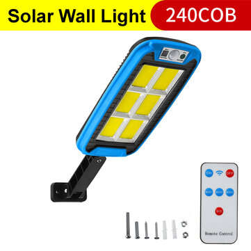 COB LED Solar Street Wall Light PIR Motion Sensor Dimmable Lamp Outdoor Garden (TYPE: TYPEE)