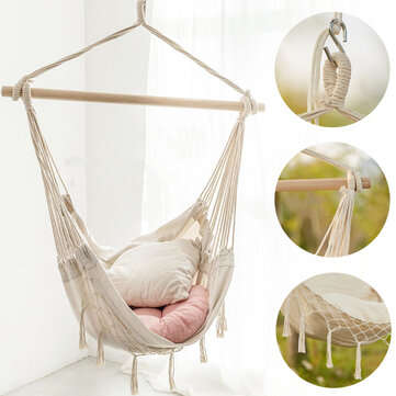 Tassels Hammock Garden Hang Lazy Chair Swinging Indoor Outdoor Furniture Hanging Rope Chair Travel C