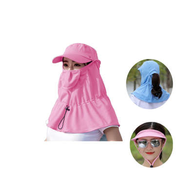 Outdoor Fishing Hat Removable 360 Protection Face Neck Anti-UV Fish... (TYPE: ADULT | COLOR: PINK)