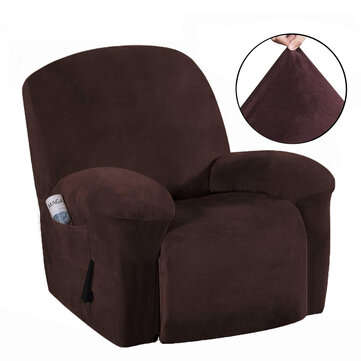 Recliner Cover Non Slip Stretch Suede Couch Armchair Chair Covers Protector (COLOR.: DARKBROWN)