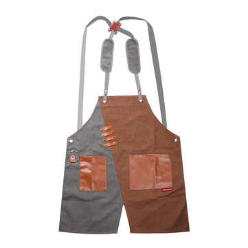 Denim Apron Korean Style Male Work Clothes Barber Cafe Shop Waiter Female Wa... (COLOR: GREY&YELLOW)