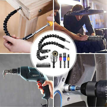 Drillpro 16Pcs/Set Flexible Drill Extension Hex Shank Drill Nut Driver Bit Set Bendable Drill Bit Ex
