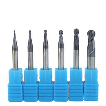 Drillpro R0.5-R6mm Ball Nose 2 Flute Tungsten Carbide End Mill Cutter TiAlN Coatin... (SIZE: R2.5MM)