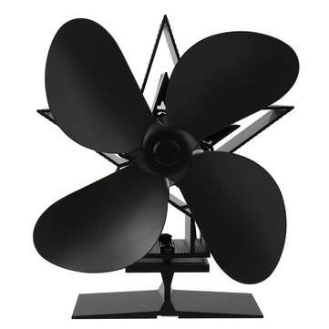 1350RPM 4 Leaves Stove Fan Heat Powered Motor Energy Saving Fireplace EcoFan Kit (COLOR: BLACK)