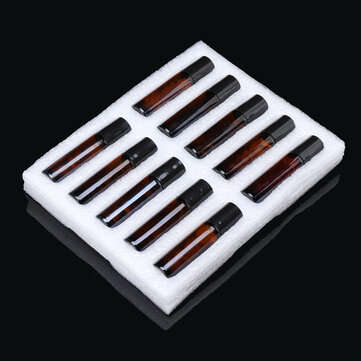 10ml10pcs Clear Glass Essential Gemstone Roller Balls Chips Bottles With Pearl Cotton