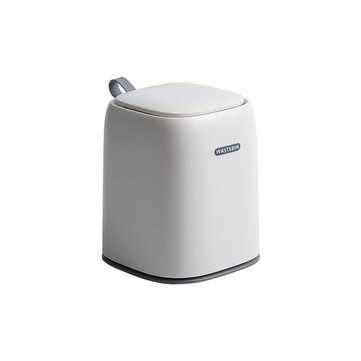 PINMOO Mini Desktop Storage Box Double-layer Press Garbage Bin Tidy for Home (COLOR1: WHITE)