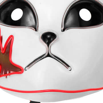 LED Luminous Mask Halloween Flash Mask Japanese Animation Dance Props EL Luminous Cat Face Mask
