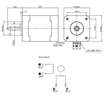 JKM NEMA17 1.842 Hybrid Stepper Motor Two Phase 60mm 7.3kg.cm 1.7A Step Motor