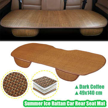 Summer Rattan Car Rear Seat Mat Protector Cover Breathable Cushion Chair Pad (COLOR.: DARKCOFFEE)