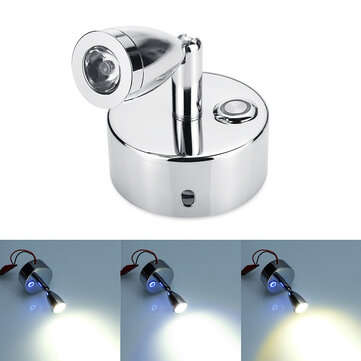 Chrome LED Spot Reading Lights with Touch Switch 12V 1W for for Caravan/RV... (COLOR.: NATURALWHITE)