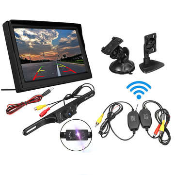 5 Inch 170 Degree Car Wireless LCD Monitor Reverse Backup Camera and Monitor Kit Auto DVD Player Nig