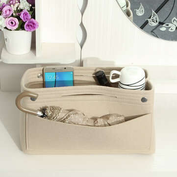 Women Handbag Organizer Bag Makeup Purse Insert Felt Multi Pocket Tote Travel