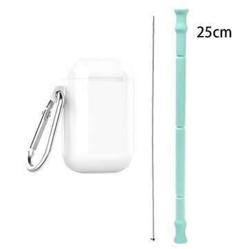 Foldable Silicone Straw Set Food-Grade Silicone Straw With Straw Brush Easy-To-Cl... (COLOR1: GREEN)