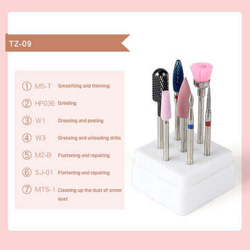 7Pcs/Set Nail Art Drill Bits Ceramics Tungsten Steel Gel Removal Acrylic Cuticle Electr... (TYPE: 9)