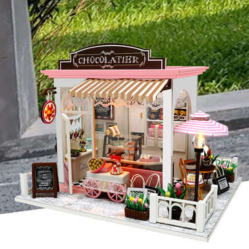 LED Wood DIY Cocoa`s Whimsy Assemble Doll House with Sound Light Model Toy