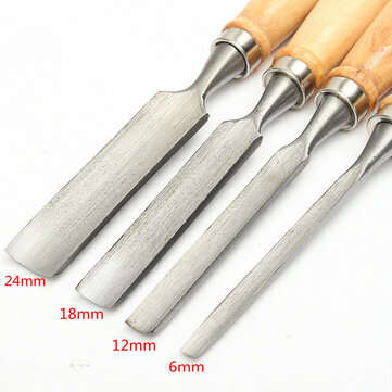 4Pcs Wood Carving Roughing Hand Chisel Tool Kit Set Working Professional Gouges