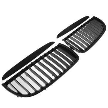 Matte Black Front Kidney Grilles Grill with Upper Hood Eyelids for BMW E90 E91 3 Series Sedan 2004-2