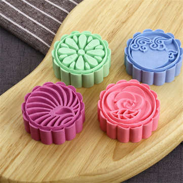 4 Stamps Moon Cake Mould 3D DIY Transparent Round Mooncake Mold Mid-autumn Festival Baking Accessori