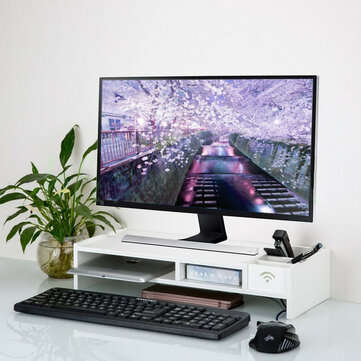 Desktop Monitor Stand Computer Screen Riser Wood Storage Shelf Plinth Laptop Bracket Desk PC Riser P
