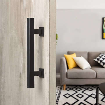 12 Inch Rustic Barn Door Handle for Sliding Door Barn Door Hardware Black Door Pull Plate Antique Lo