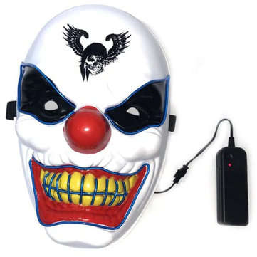 Halloween Clown LED Glow Mask Festival Supplies Props Scary El Lighting Mask for De... (COLOR1: RED)