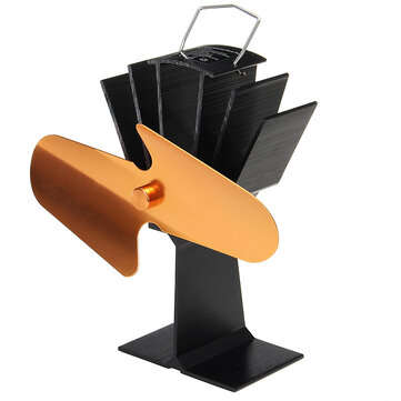 EQ2-BK 2 Blade Heat Powered Wood Stove Fan Silent Eco-Friendly Fireplace Fan for W... (COLOR.: GOLD)
