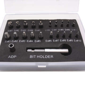 Drillpro 22pcs Damaged Screw Extractor Set for Broken Screw HSS Broken Bolt Extractor Screw Remover