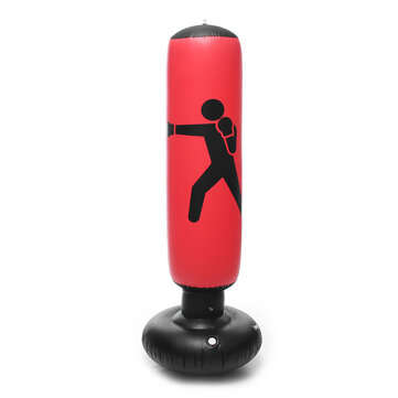 160cm Inflatable PVC Boxing Target Boxing Punching Bag Standing Home Gym Fitness Bo... (COLOR1: RED)