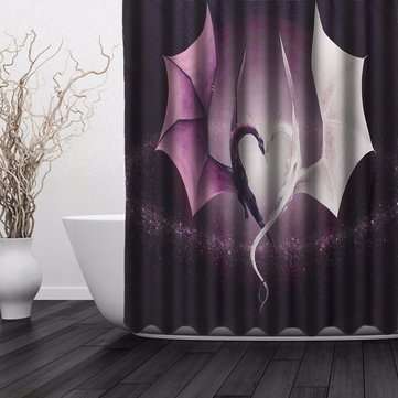 Custom New Popular Print Dragon Waterproof Bathroom Shower Curtain Valance With 12 Hooks