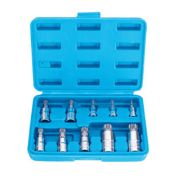 10pcs Red/Blue XZN12 Point Tamper Proof Socket Adapter Set Triple Square Spline Bi... (COLOR.: BLUE)