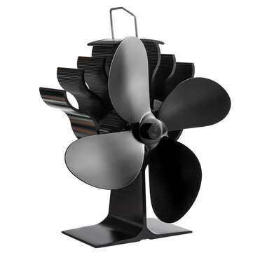 YL901 4 Leaves Eco Heat Powered Wood Stove Fan for Gas/Pellet/Log/Wood Buring Sto... (COLOR.: BLACK)