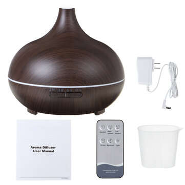 550ML Aroma Air Humidifier Wood Grain with LED Lights Ess... (COLOR.: LIGHTWOODGRAIN | PLUG: EUPLUG)