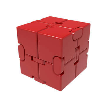 Mini Infinity Funny Magic Cube Aluminum Alloy Anxiety Stress Relief Blocks Toy for ... (COLOR1: RED)