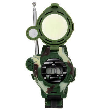 2Pcs 7 In 1 Kids Children Toys Walkie Talkie Girls Boys Watches Interphone Outdoor Games Green Light