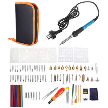 101Pcs Electric Solder Iron Kit DIY Wood Burning Pen Carft Tool Pyrography Tool Set (PLUG: UKPLUG)